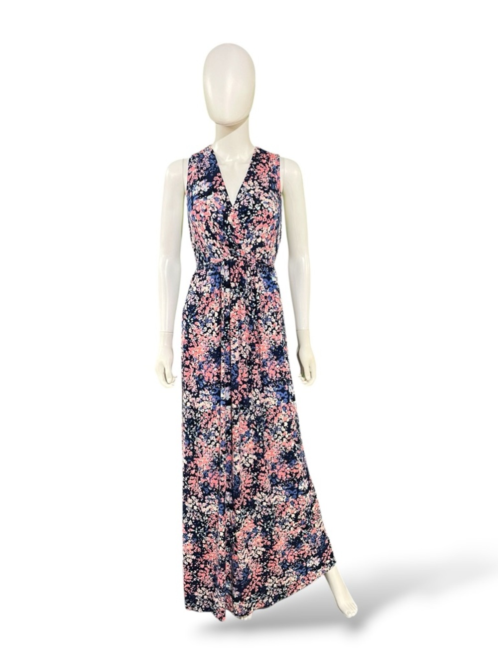 Motherhood Navy/Pink Abstract Floral Maxi Dress, Medium